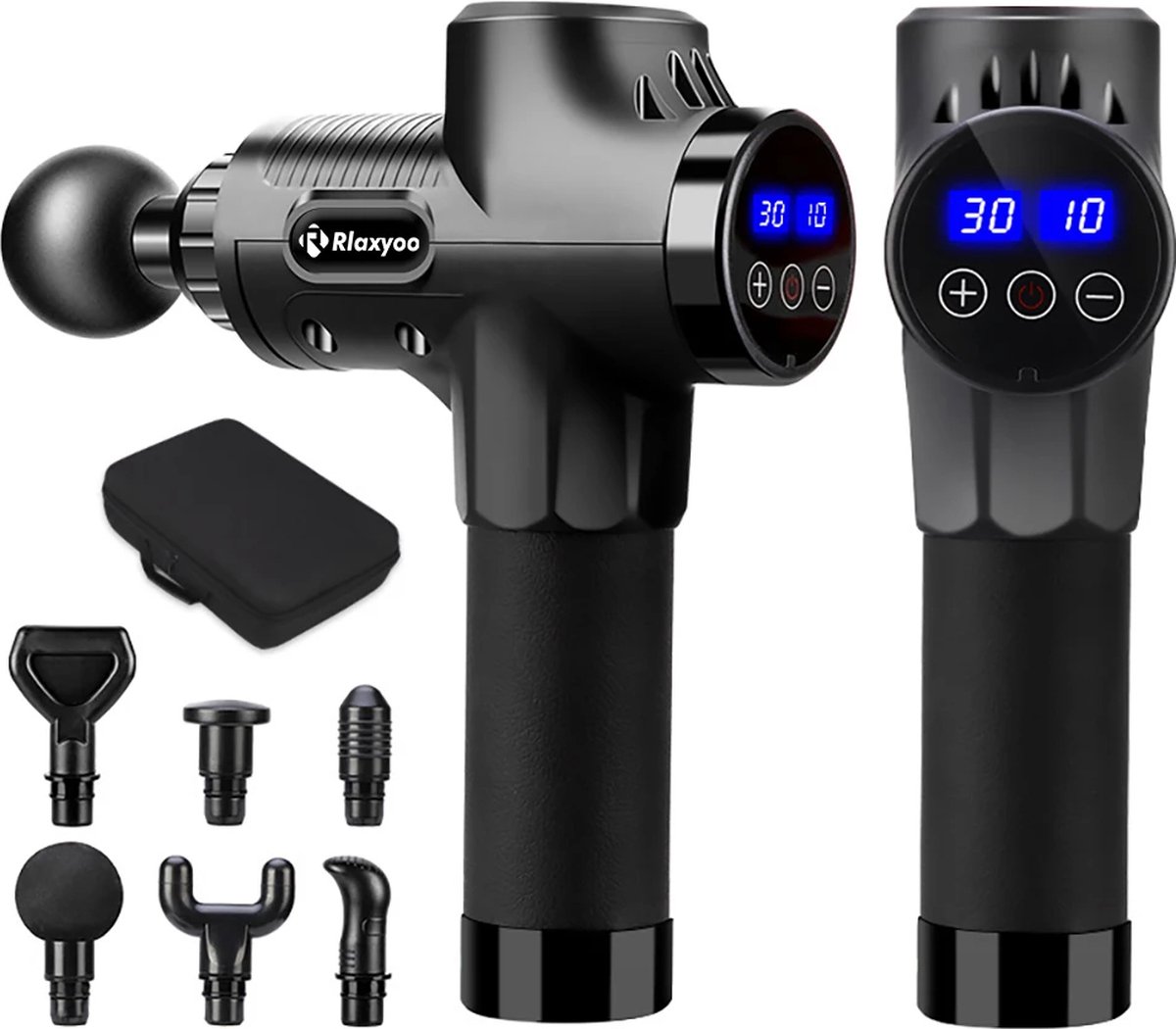 Momentum® - Hoge Frequentie Massagegun - 6 Opzetstukken - 30 standen hoge frequentie - LCD Touch screen - Massage apparaat - Met Draagtas - Sport en Relax - Fitness - LED Indicator - Spier Ontspanning - Zwart - Momentum® - €100,00
