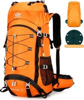Bol.com Avoir Avoir®-Backpack-Rugzak-kwaliteit-nylon-grote-capaciteit-hiking-camping-wandelrugzak-ORANJE-regenhoes-ingebouwde dr... aanbieding