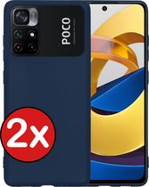 Hoesje Geschikt voor Xiaomi Poco M4 Pro 5G Hoesje Siliconen Case Hoes - Hoes Geschikt voor Xiaomi Poco M4 Pro 5G Hoes Cover Case - Donkerblauw - 2 PACK