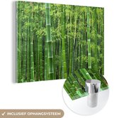 MuchoWow® Glasschilderij 180x120 cm - Schilderij acrylglas - Bamboebos - Foto op glas - Schilderijen
