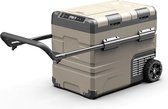 Elektrische Compressor Koelbox Op Wielen - Dual Zone - 45 liter - 12V en 230V - LG Compressor inside - inclusief mandjes -voor auto en camping - Sandstone