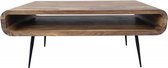 Massief houten salontafel ALPHA 90 cm metalen poten met natuurlijke Sheesham steenafwerking en opbergruimte