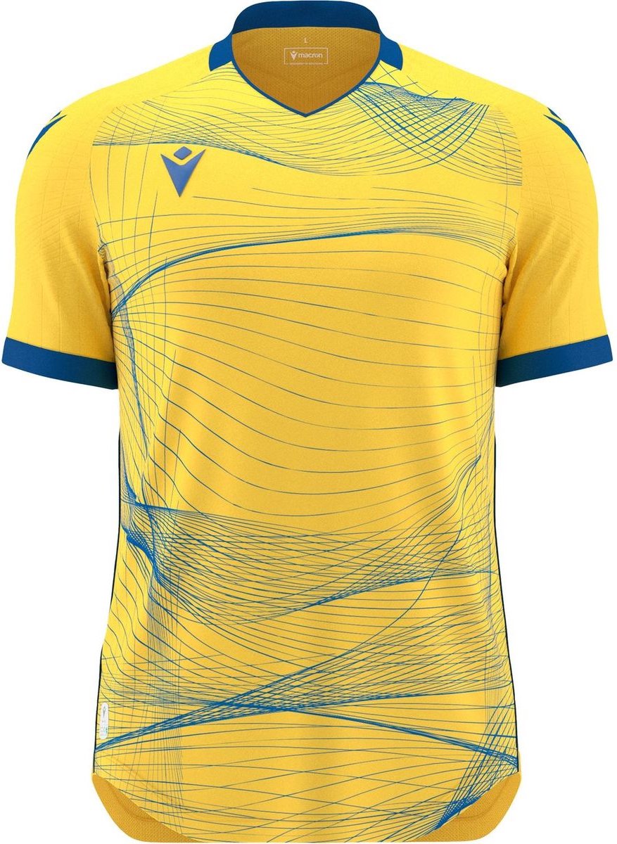 Macron Wyvern Eco Shirt Korte Mouw Heren - Geel / Royal | Maat: 3XL