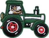 Tractor Trekker Strijk Embleem Patch Donker Groen 8.1 cm / 6.3 cm / Groen Zwart Rood