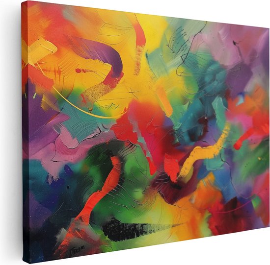 Artaza Canvas Schilderij Kleurrijk Abstract Kunstwerk - 40x30 - Klein - Foto Op Canvas - Canvas Print