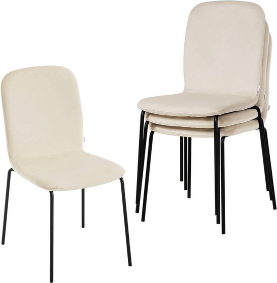 Rootz Velvet Eetkamerstoel Set van 4 - Elegante stoelen - Comfortabele zit - Ergonomisch ontwerp - Stevig metalen frame - Eenvoudige montage - 44 cm x 86 cm x 58,5 cm
