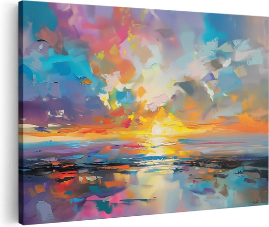 Artaza Peinture sur toile oeuvre abstraite d'un coucher de soleil coloré - 120x80 - Groot - Photo sur toile - Impression sur toile