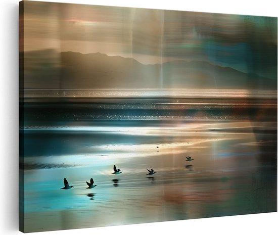 Artaza Canvas Schilderij De Vogels Vliegen over het Water - 60x40 - Wanddecoratie - Foto Op Canvas - Canvas Print