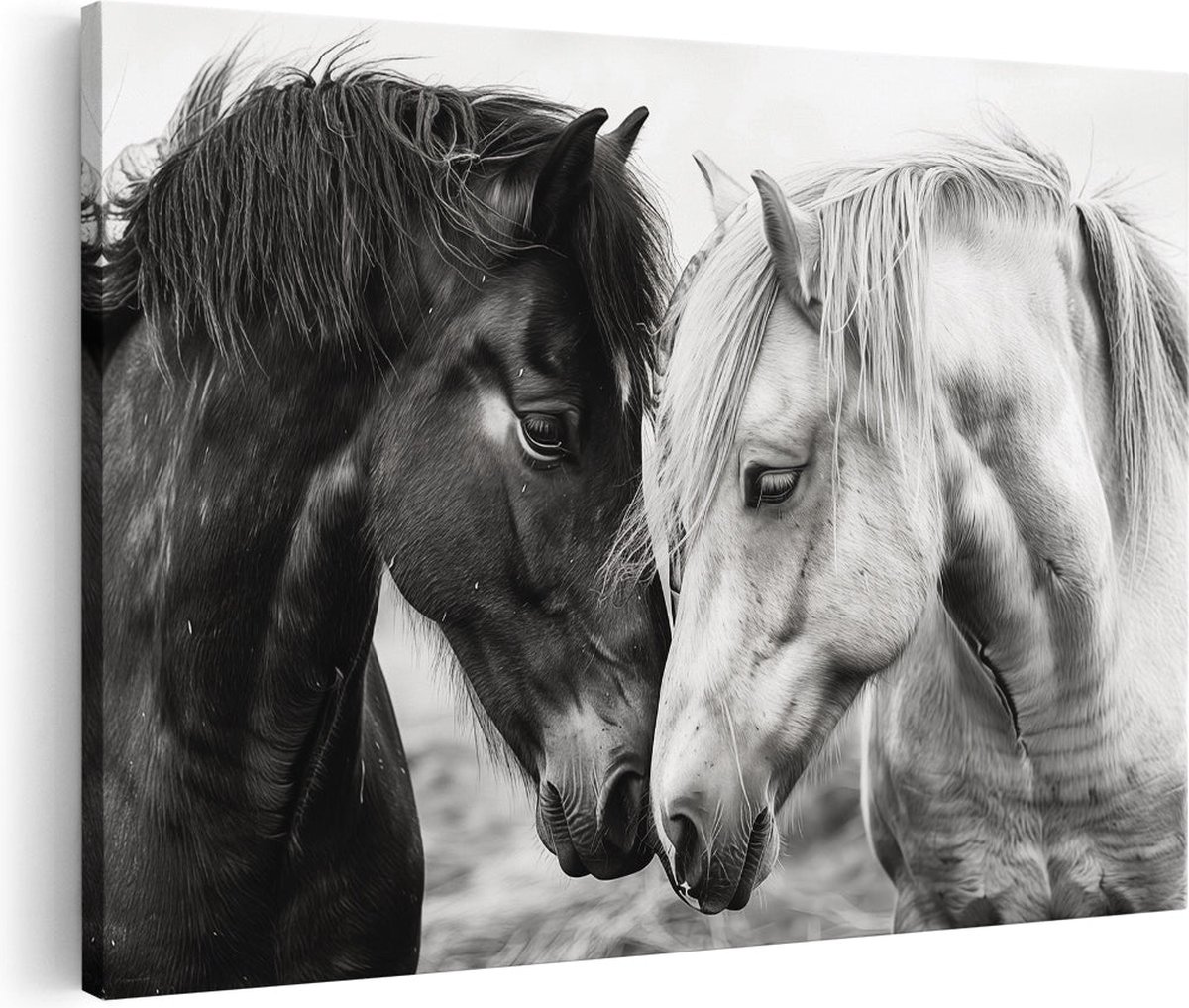 Artaza Canvas Schilderij Paarden - 60x40 cm - Wanddecoratie Paardenschilderij - Muurdecora