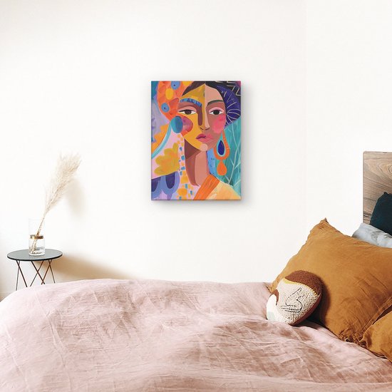 Artaza Peinture sur toile représentant une femme dans un turban coloré – 60 x 80 – Décoration murale – Photo sur toile – Impression sur toile