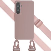 Selencia Hoesje Geschikt voor Samsung Galaxy A35 Hoesje Met Koord - Selencia Siliconen hoesje met afneembaar koord - roze