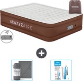 Matelas pneumatique Bestway Alwayszair - 2 personnes - 152 x 203 x 51 cm - Marron - Pompe incluse - Hoeslaken et kit de réparation