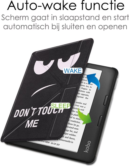 Hoes Geschikt voor Kobo Libra 2 Hoesje Bookcase Cover Book Case Hoes Sleepcover Trifold Met Screenprotector - Don't Touch Me van Fintie — afbeelding 3