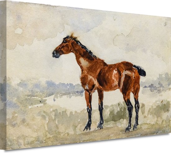 Rood paard - Henri de Toulouse-Lautrec schilderij - Paard wanddecoratie - Schilderij op canvas Dieren - Wanddecoratie modern - Canvas - Woonaccessoires 90x60 cm