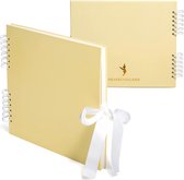 Plakboekalbum - 30 x 25 cm fotoalbum met 80 gladde pagina's van 250 g/m2 - Stevige hardcover met schattige strik - Perfect voor baby-, bruilofts- en familiefoto's - Geel