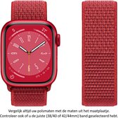 Vol Rode Nylon Horloge Bandje Geschikt voor Apple Watch 1, 2, 3, 4, 5, 6, 7, SE & Nike+, 38mm, 40mm & 41mm "Vrouwenbreedte" Series - Zacht Geweven Nylon - 38 mm, 40 mm en 41 mm - red - rood - Maat: zie maatfoto