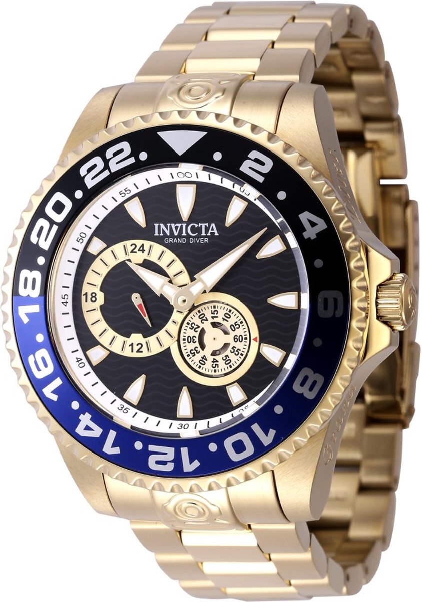 Invicta Grand Diver 47303 Heren Horloge - Waterdicht - Analoog - Automatisch Uurwerk - Roestvrij Staal met zwarte Wijzerplaat - 47mm
