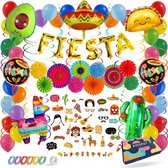 Fissaly 71 Pièces Décoration de Fête Mexican Fiesta - Piñata, Sombrero & Ballons de Décoration de Cactus - Fêtes d'Anniversaire Fiesta