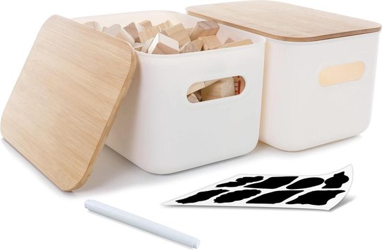 Bamboe mand met deksel - 13x29x23 cm