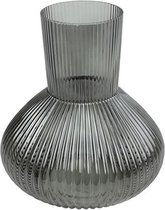 Countryfield Bloemenvaas Royal Wave - transparant glas - smoke grijs - D20 x H22 cm - handgemaakte vaas