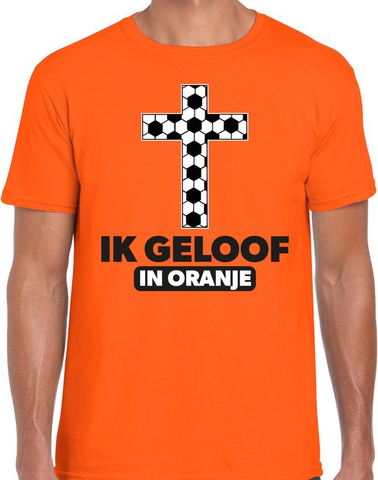 Bellatio Decorations Verkleed shirt heren - ik geloof in oranje - oranje - EK/WK voetbal supporter M