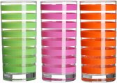 Urban Living Drinkglazen Colorama - 3x - roze/groen/oranje - glas - 280 ml - gekleurd mix