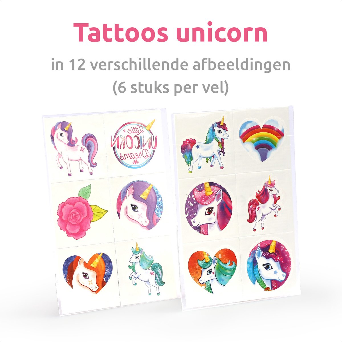 Isa's Friends® - Tattoo's kinderen 36 stuks - Uitdeelcadeau Unicorn - Traktatie - Tijdelijke Tattoo - Plak tattoo's — afbeelding 4