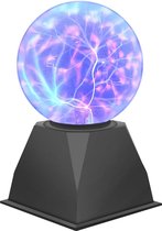 Goeco Nachtlichtje - 12*19cm - Klein - 4W - Plasma Ball - 4 Inch Magic Plasma Lamp - Aanraak en geluidsgevoelig bolplasmalicht - voor geschenken, decoraties, natuurkundespeelgoed - blauw