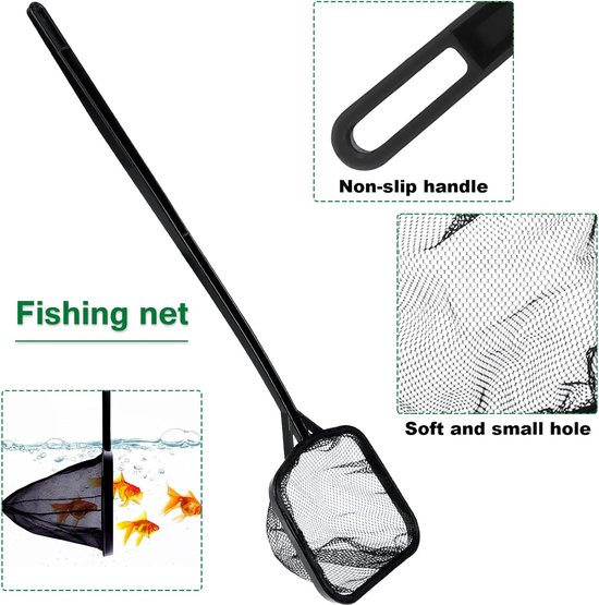 Aquatic Plant Aquascaping Tools Kit, roestvrijstalen schaarpincet, spatel, aquarium-reinigingsgereedschap, aquarium-starterkits met visnet en aquarium-algenschraper van Merkloos	 — afbeelding 3