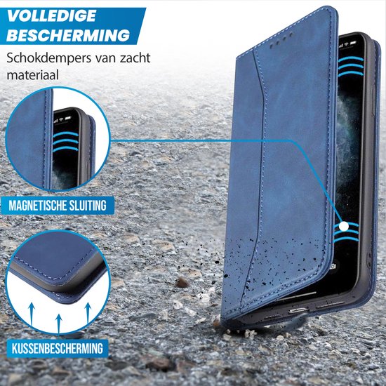 Étui Bookcase Samsung Galaxy S21 Plus - Magnétique - Cuir - Portefeuille - Étui livre - Portefeuille - Étui à rabat - Galaxy S21 Plus - Blauw