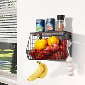 Fruitmand, fruitschaal voor keukens, hangende fruitmand kan worden gebruikt als fruitrek in de keuken, keukenopslag en -organisatie, groenterekwand en stapelbare opbergmanden voor groenten, fruit, snacks