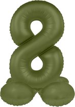 Folat - Staande folieballon Cijfer 8 Olive Green - 72 cm