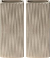 Waterverdamper radiator - 2x - beige - met relief - kunststeen - 18 cm - luchtbevochtiger