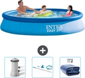 Intex Rond Opblaasbaar Easy Set Zwembad - 366 x 76 cm - Blauw - Inclusief Zwembadfilterpomp - Schoonmaakset - Solarzeil