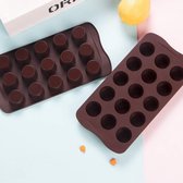 Bastix - Chocoladevorm van siliconen, 2 stuks, pooletjesboter, cups, vorm van siliconen voor 15 chocolade, koekjes, snoep, pindakaas