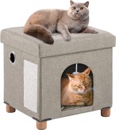 Cat Cave Bed Beige - Lit pour chat de Luxe avec coussin doux cat cave