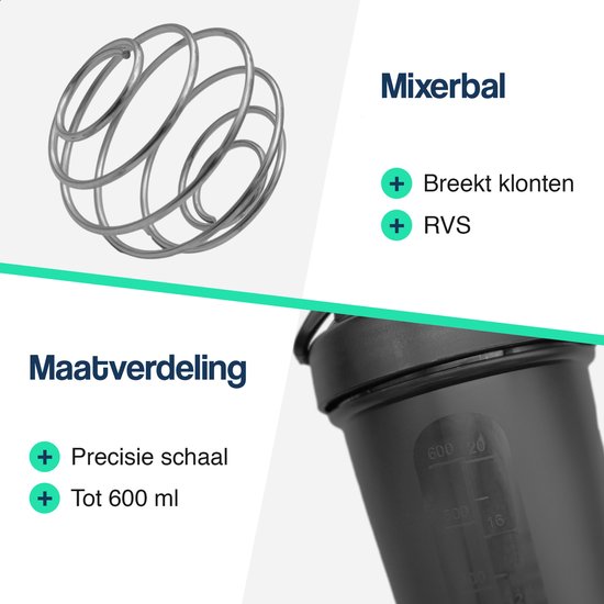 2 Pcs Protein Shaker, Shaker per Proteine 600 ML, Bottiglia Con 2