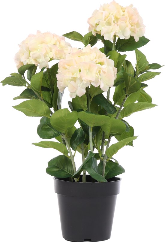 Kunst Wit-Roze Hortensia | 65cm - Namaak hortensia - Kunstplanten voor binnen - Kunst hortensia