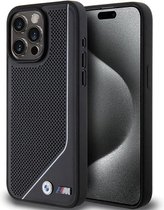BMW M Perforated Twisted Line Back Case (MagSafe Compatible) - Geschikt voor Apple iPhone 15 Pro (6.1") - Zwart
