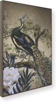 Art for the Home | Canvas Geschilderde Details - Peacock in Paradise - 70x50cm