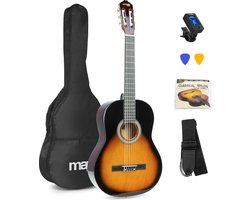 Klassieke Akoestische Gitaar met Nylon Snaren - MAX SoloArt - Beginnersset met Accessoires - Sunburst