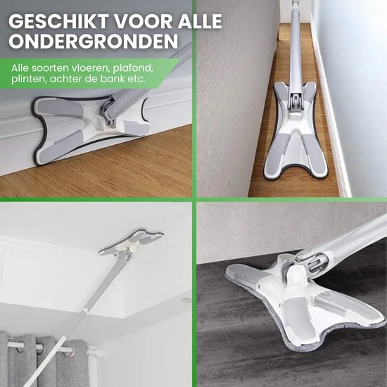 Serpillère Peacefull Refresh - Système de vadrouille - Portée à 360 degrés - Essorage facile - Comprend un seau extensible et un chiffon Extra