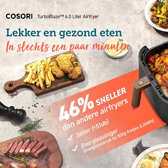 COSORI Air Fryer Oven met snelle luchtcirculatie, 100 recepten kookboek, 3,5 L Air Fryers voor thuisgebruik met One-Touch Digitaal scherm, 11 kookvoorinstellingen, Anti-aanbakmand, Shake Remind, 1500W