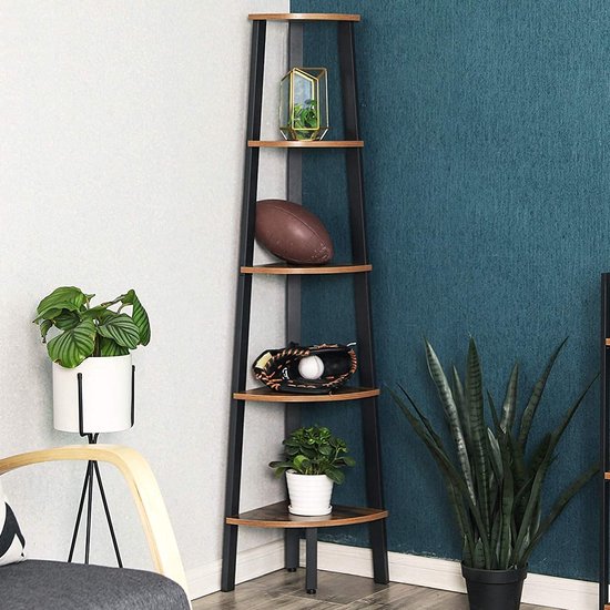 Hoekrek Sidney 5 Legplanken - Rustiek Bruin/zwart
