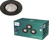 Spot encastrable Philips Sparkle - Dimmable avec variateur - 5,5W - Lumière Warmwit - Zwart - Multi-pack 3 pièces