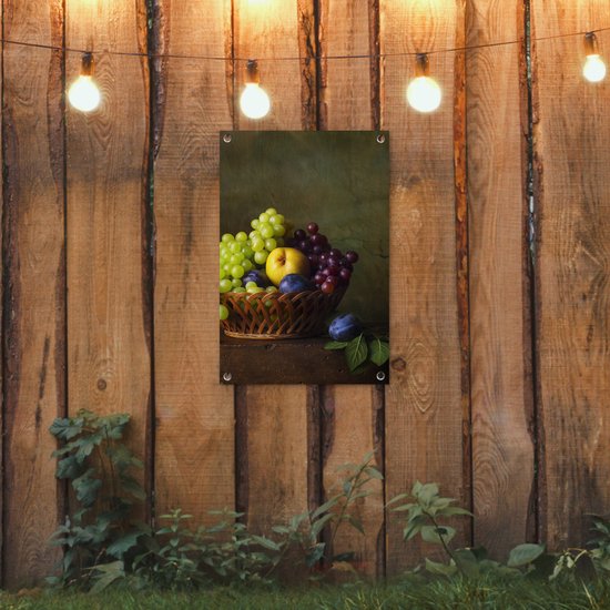 Décoration de jardin Rustique - Fruit - Canette - Corbeille - Nature morte - 40x60 cm - Poster jardin - Toile jardin - Poster extérieur