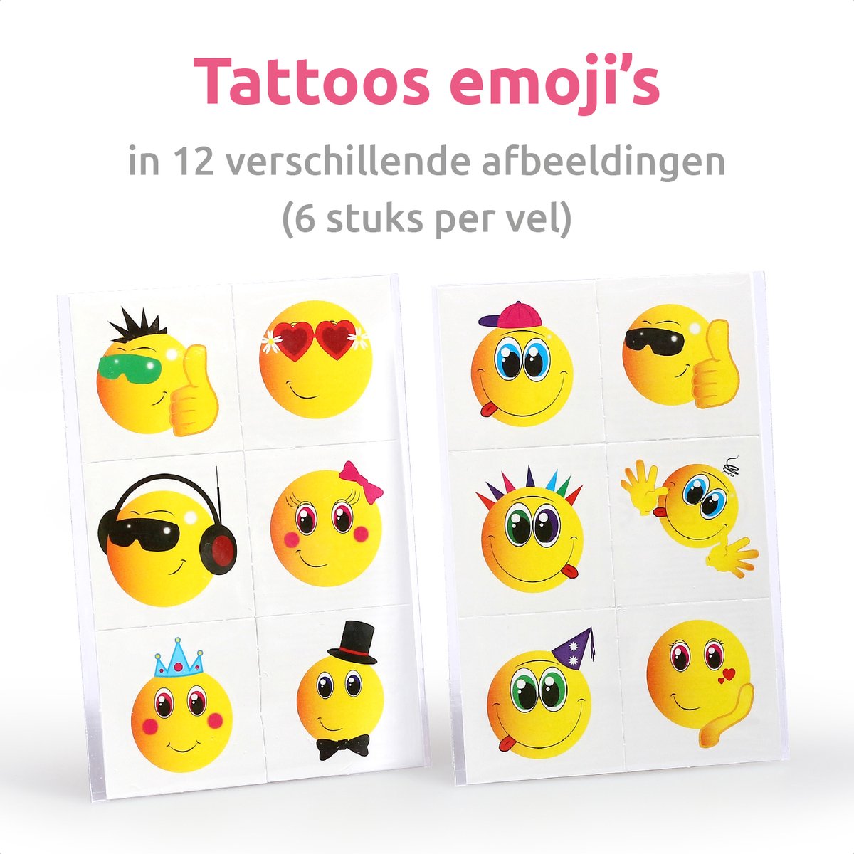 Isa's Friends® - Tattoo's kinderen 36 stuks - Uitdeelcadeau Smileys - Traktatie - Tijdelijke tattoo - Plak tattoo's — afbeelding 3