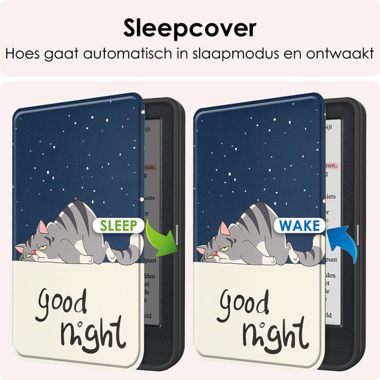 Hoes Geschikt voor Kobo Clara Colour Hoesje Bookcase Cover Book Case Hoes Sleepcover - Kat van i12Cover — afbeelding 3