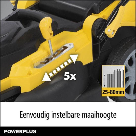 Powerplus POWXG6281 Elektrische grasmaaier - Grasmachine voor middelgrote en grote tuin - 2000W - Maaibreedte 420mm - Verstelbare maaihoogte - Mulching functie - Incl. 40L opvangbak van Powerplus — afbeelding 5