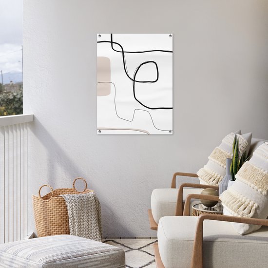 Tuinposter 60x80 cm - Tuindecoratie Abstract - Pastel - Minimalisme - Poster voor in de tuin - Buiten decoratie - Schutting tuinschilderij - Tuindoek muurdecoratie - Wanddecoratie balkondoek